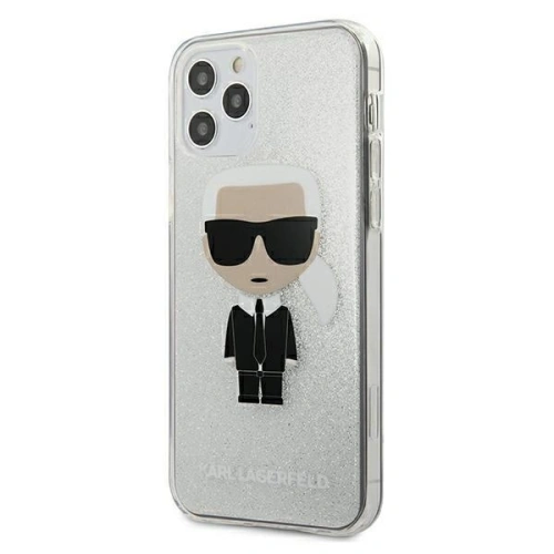 Etui Karl Lagerfeld KLHCP12MPCUTRIKSL Apple iPhone 12/12 Pro srebrny/silver hardcase Glitter Ikonik Karl
