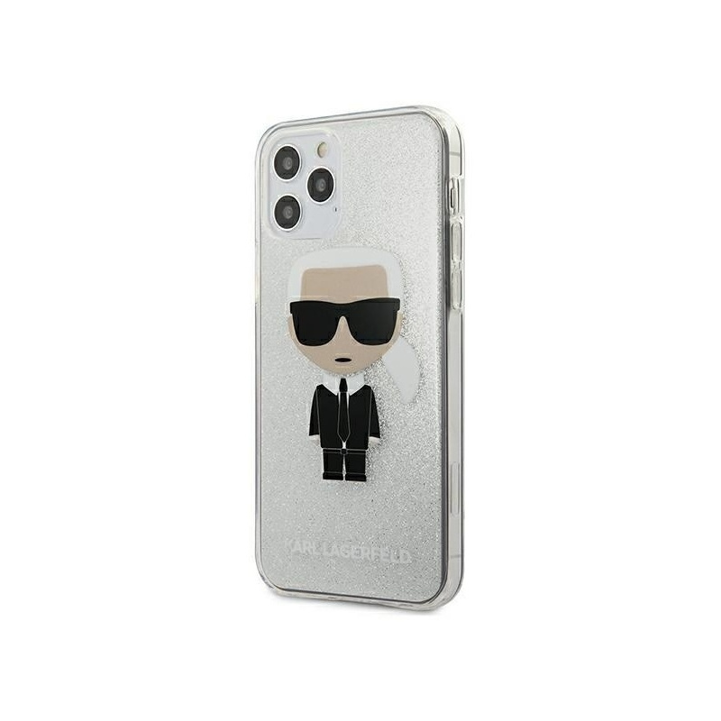 Karl Lagerfeld Distributor - 3700740483114 - KLD339SLV - Karl Lagerfeld KLHCP12MPCUTRIKSL Apple iPhone 12/12 Pro silver hardcase Glitter Ikonik Karl - B2B homescreen