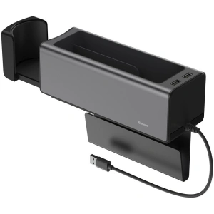 Wholesale Baseus Deluxe Metal car organizer with cup holder, 2x USB charge (black) - BSU1771BLK - {ean13} - Hurt