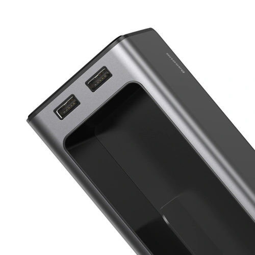 Baseus Deluxe Metalowy organizer samochodowy z uchwytem na kubek, 2x ładowanie USB (czarny)