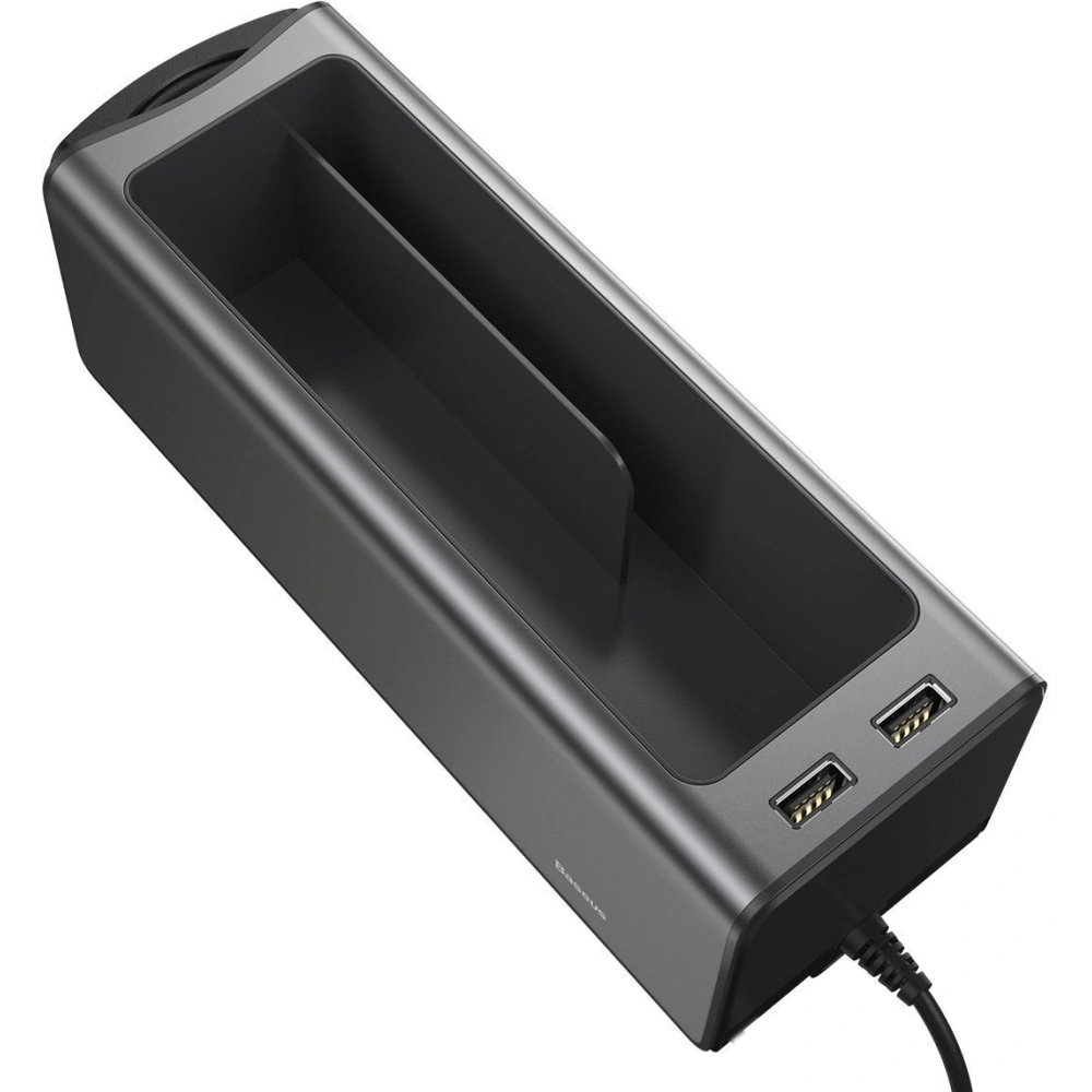 Hurtownia GSM - Baseus Deluxe Metalowy organizer samochodowy z uchwytem na kubek, 2x ładowanie USB (czarny) - BSU1771BLK - {ean13} - Hurt