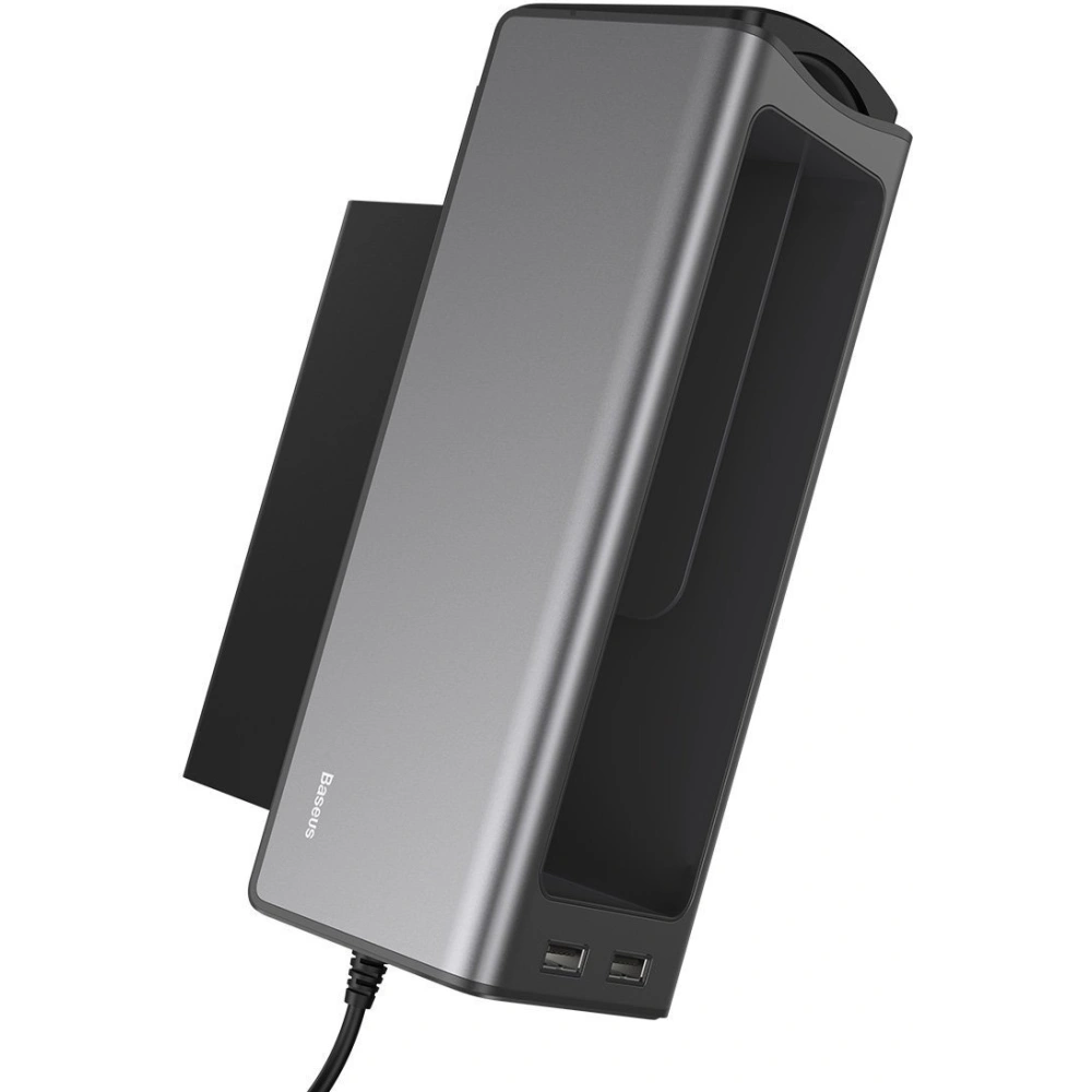 Hurtownia GSM - Baseus Deluxe Metalowy organizer samochodowy z uchwytem na kubek, 2x ładowanie USB (czarny) - BSU1771BLK - {ean13} - Hurt