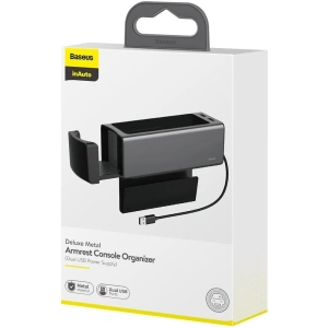 Hurtownia GSM - Baseus Deluxe Metalowy organizer samochodowy z uchwytem na kubek, 2x ładowanie USB (czarny) - BSU1771BLK - {ean13} - Hurt