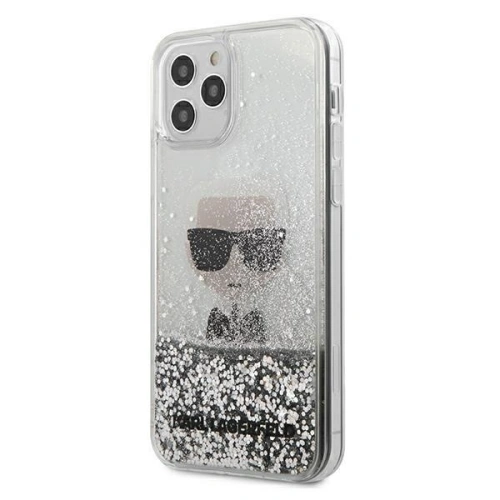 Etui Karl Lagerfeld KLHCP12SGLIKSL Apple iPhone 12 mini srebrny/silver hardcase Ikonik Liquid Glitter