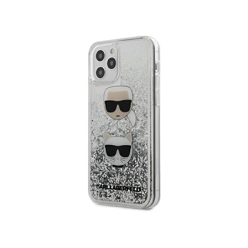 Karl Lagerfeld Distributor - 3700740483220 - KLD348SLV - Karl Lagerfeld KLHCP12SKCGLSL Apple iPhone 12 mini silver hardcase Liquid Glitter Karl&Choupette - B2B homescreen