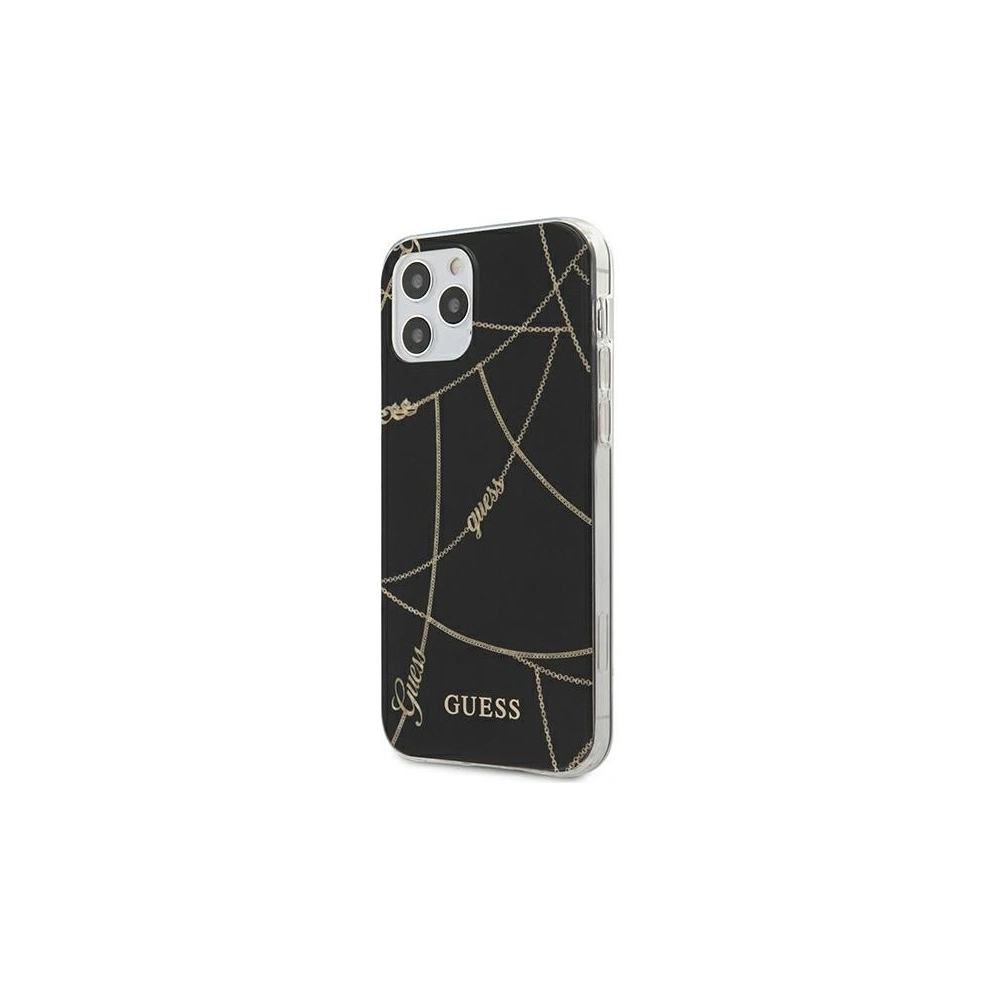 Wholesale Guess GUHCP12LPCUCHBK Apple iPhone 12 Pro Max black hardcase Gold Chain Collection - GUE601BLK - {ean13} - Hurt