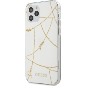 Guess GUHCP12LPCUCHWH Apple iPhone 12 Pro Max white hardcase Gold Chain Collection