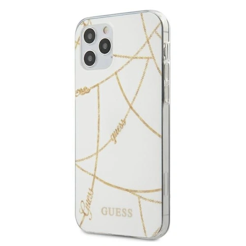 Etui Guess GUHCP12LPCUCHWH Apple iPhone 12 Pro Max biały/white hardcase Gold Chain Collection