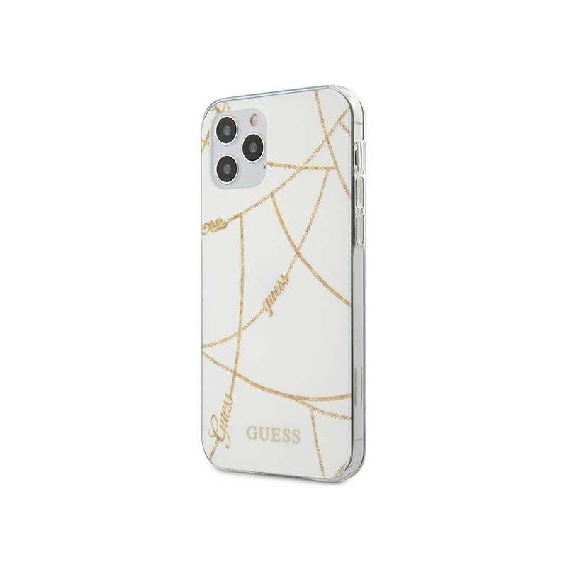 Guess Distributor - 3700740481356 - GUE602WHT - Guess GUHCP12LPCUCHWH Apple iPhone 12 Pro Max white hardcase Gold Chain Collection - B2B homescreen