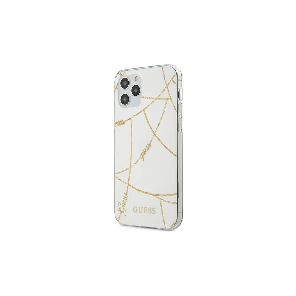 Wholesale Guess GUHCP12LPCUCHWH Apple iPhone 12 Pro Max white hardcase Gold Chain Collection - GUE602WHT - {ean13} - Hurt