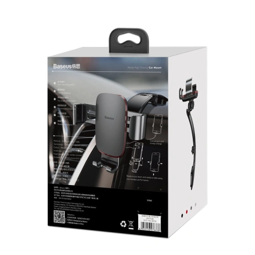 Samochodowy uchwyt grawitacyjny Baseus Metal Age na kokpit (ciemny szary)