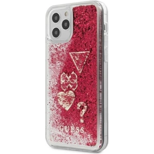 Etui Guess GUHCP12MGLHFLRA Apple iPhone 12/12 Pro malinowy/raspberry hardcase Glitter Charms