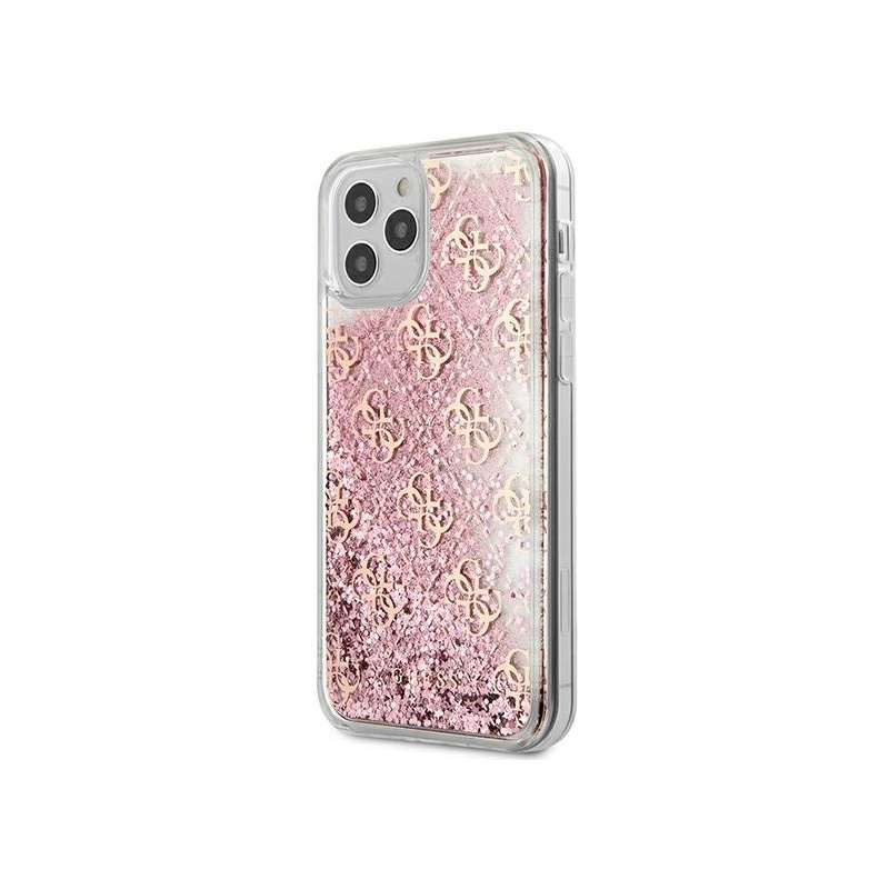 Guess Distributor - 3700740481196 - GUE617PNK - Guess GUHCP12MLG4GSPG Apple iPhone 12/12 Pro pink hardcase 4G Liquid Glitter - B2B homescreen