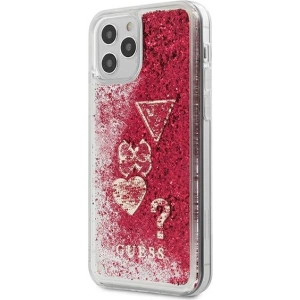 Etui Guess GUHCP12SGLHFLRA Apple iPhone 12 mini malinowy/raspberry hardcase Glitter Charms