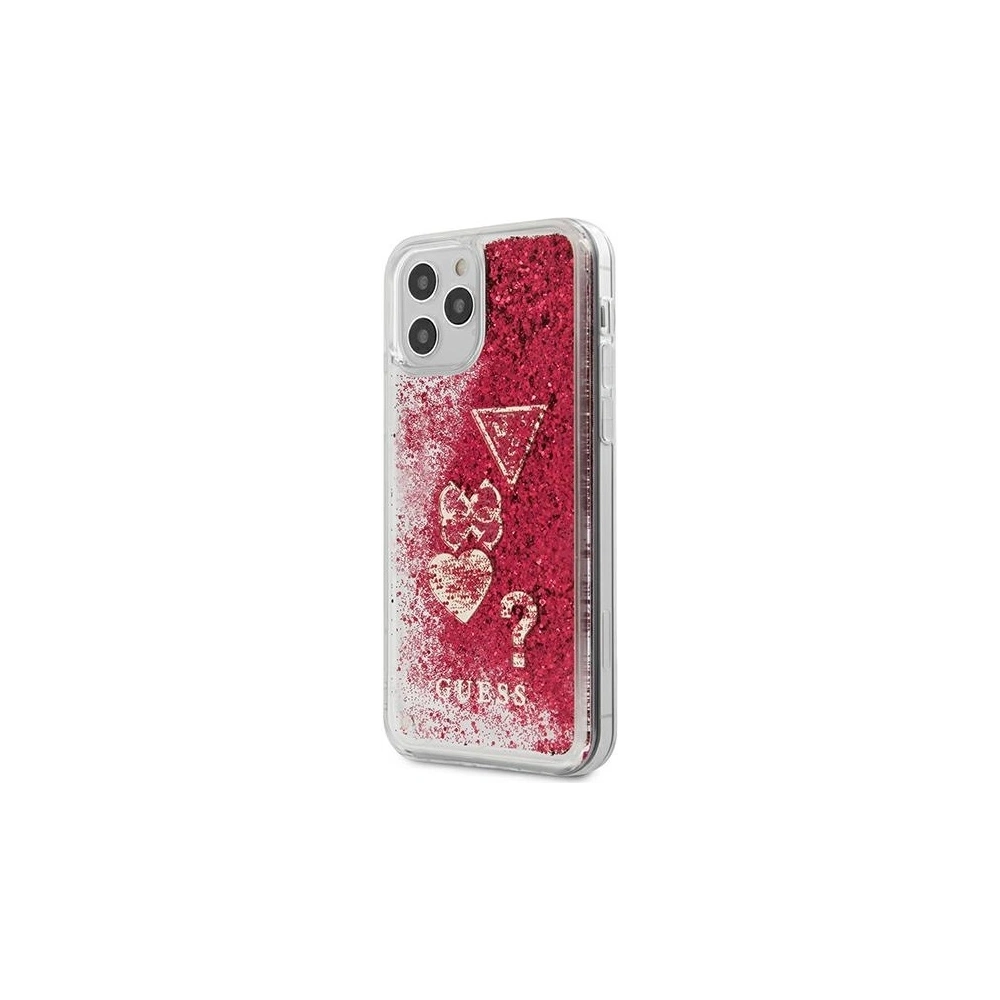 Wholesale Guess GUHCP12SGLHFLRA Apple iPhone 12 mini raspberry hardcase Glitter Charms - GUE633RAS - {ean13} - Hurt