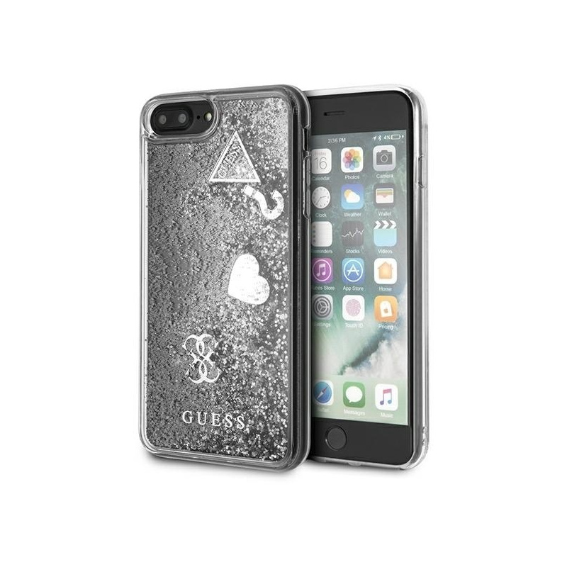 Hurtownia Guess - 3700740478646 - GUE657SLV - Etui Guess GUOHCI8LGLHFLSI Apple iPhone 8/7 Plus srebrny/silver hardcase Glitter Charms - B2B homescreen