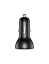 Ładowarka samochodowa Baseus Digital Display + kabel USB-C, 2x USB, QC3.0, 45W, 3A (czarna)