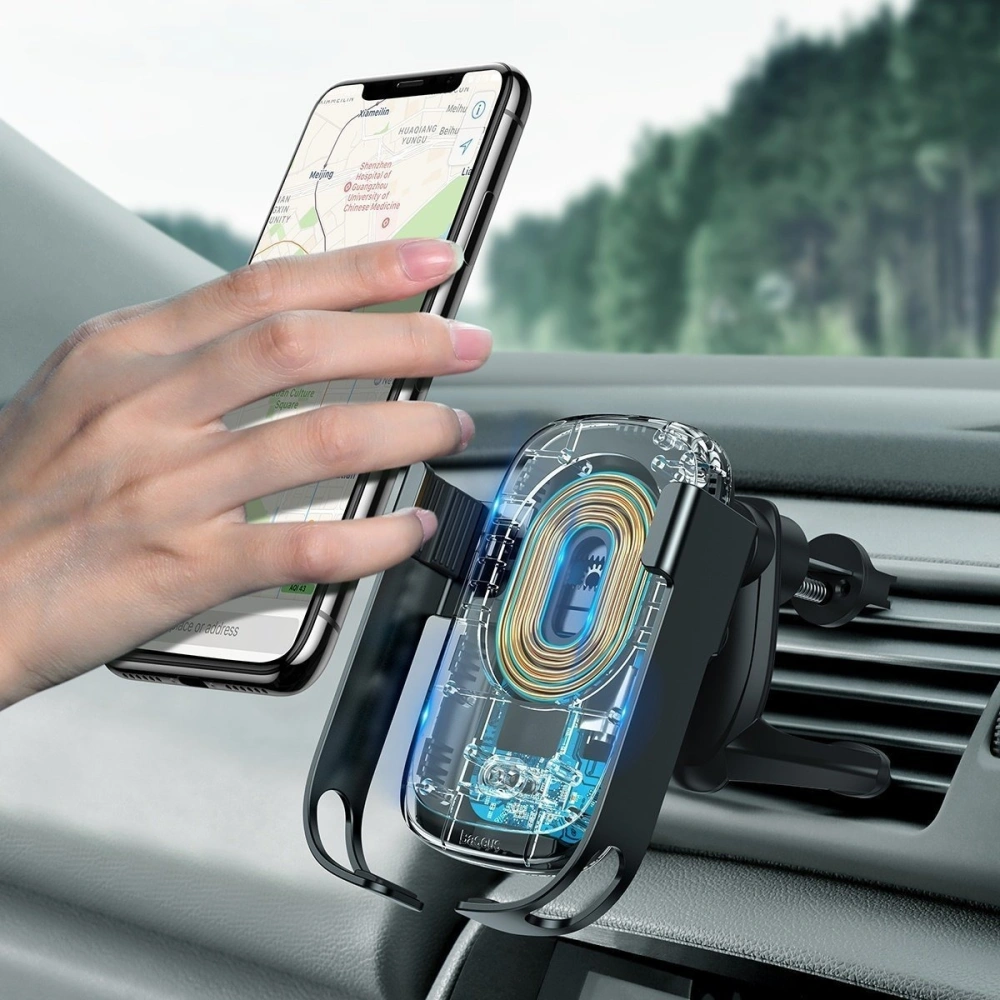 Wholesale Car holder for Baseus Rock-solid phone with 10W wireless charger (black) - BSU1797BLK - {ean13} - Hurt