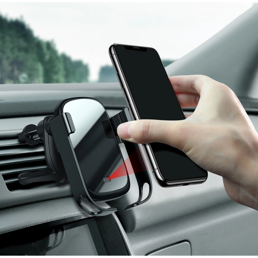 Wholesale Car holder for Baseus Rock-solid phone with 10W wireless charger (black) - BSU1797BLK - {ean13} - Hurt