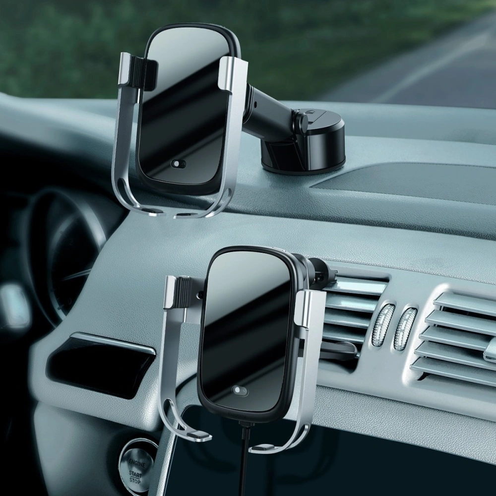 Wholesale Car holder for Baseus Rock-solid phone with 10W wireless charger (silver) - BSU1798SLV - {ean13} - Hurt