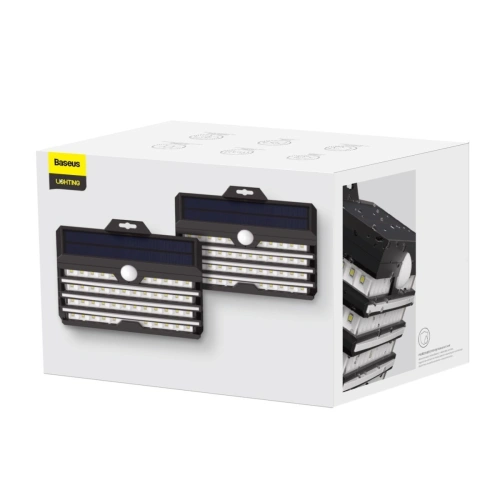 Zewnętrzna lampa solarna LED Baseus z czujnikiem ruchu - 2 sztuki (czarny)