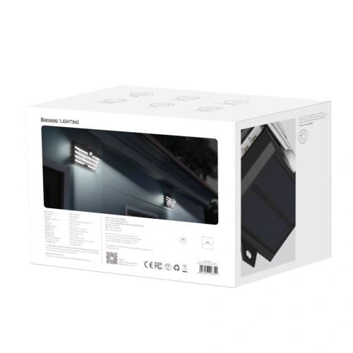 Zewnętrzna lampa solarna LED Baseus z czujnikiem ruchu - 2 sztuki (czarny)