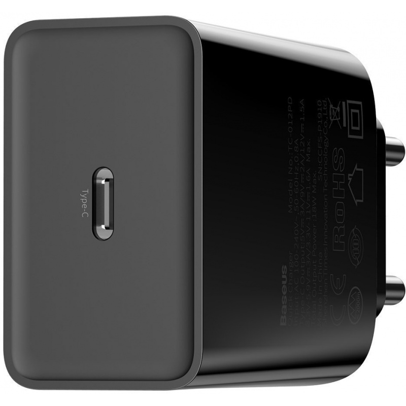 Hurtownia Baseus - 6953156218734 - BSU1806BLK - Ładowarka sieciowa USB-C PD Baseus Mini, Power Delivery 18W (czarna) - B2B homescreen