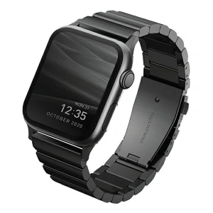 Pasek UNIQ Strova Apple Watch 4/5/6/7/SE/8/9/Ultra 44/45/49mm Stainless Steel czarny/midnight black