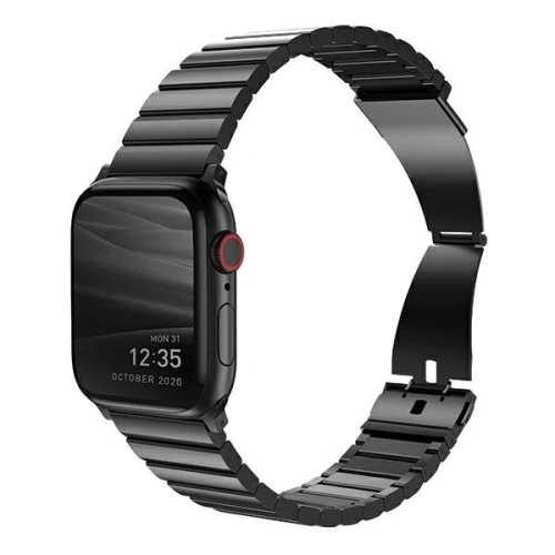 Pasek UNIQ Strova Apple Watch 4/5/6/7/SE/8/9/Ultra 44/45/49mm Stainless Steel czarny/midnight black