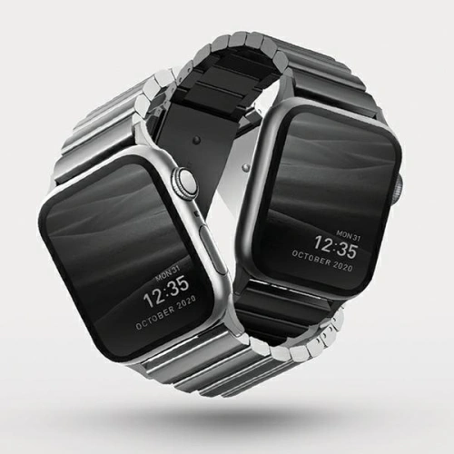 Pasek UNIQ Strova Apple Watch 4/5/6/7/SE/8/9/Ultra 44/45/49mm Stainless Steel czarny/midnight black