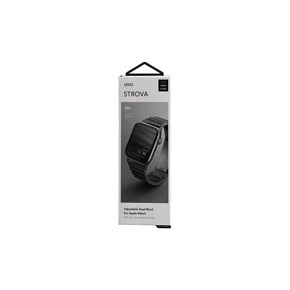Wholesale UNIQ Strova strap Apple Watch 4/5/6/7/SE/8/9/Ultra 44/45/49mm Stainless Steel black/midnight black - UNIQ285BLK - {ean13} - Hurt