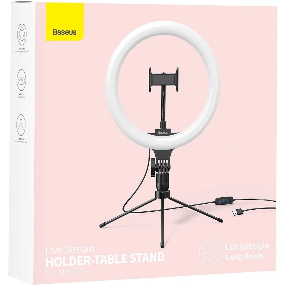 Hurtownia GSM - Statyw Baseus Livestream holder-table, obręcz świetlna 10 cali (czarny) - BSU1808BLK - {ean13} - Hurt