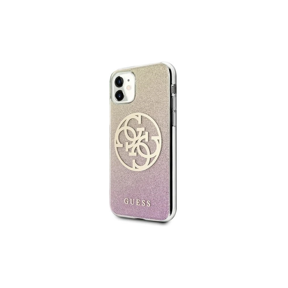 Wholesale Guess GUHCN61PCUGLPGG Apple iPhone 11 gold pink hard case Glitter 4G Circle Logo - GUE660RS - {ean13} - Hurt