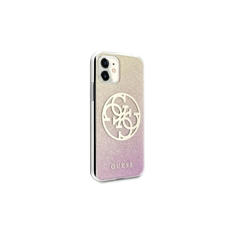 Wholesale Guess GUHCN61PCUGLPGG Apple iPhone 11 gold pink hard case Glitter 4G Circle Logo - GUE660RS - {ean13} - Hurt