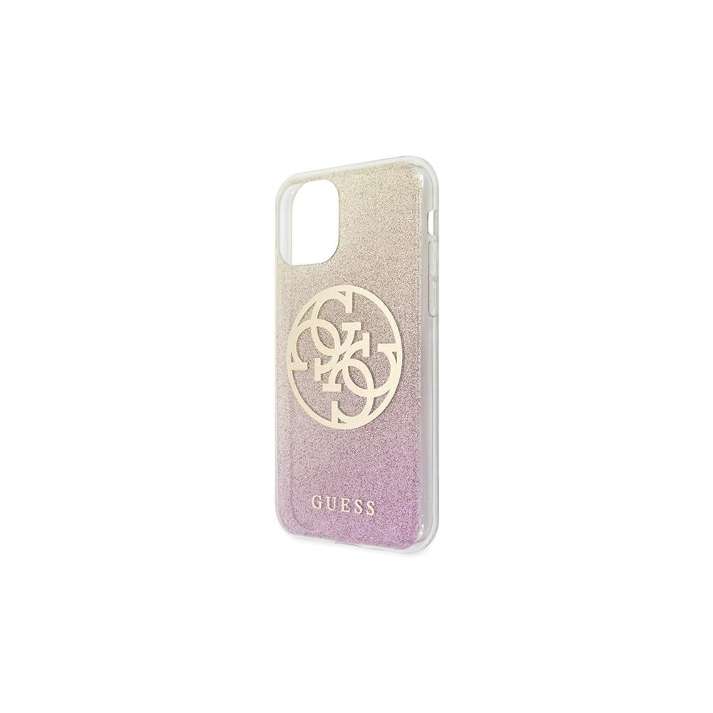 Wholesale Guess GUHCN61PCUGLPGG Apple iPhone 11 gold pink hard case Glitter 4G Circle Logo - GUE660RS - {ean13} - Hurt