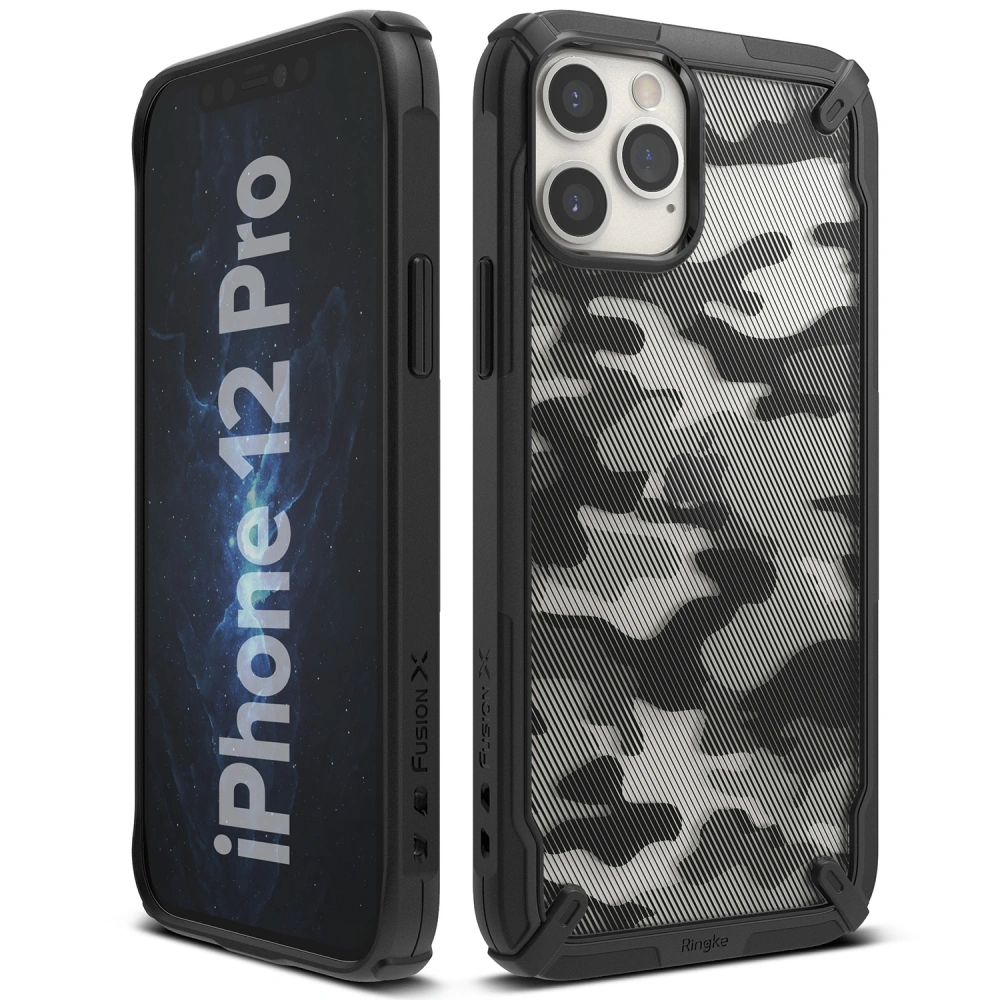 Hurtownia GSM - Etui Ringke Fusion-X Design Apple iPhone 12/12 Pro Camo (Moro) Černá - RGK1258BLK - {ean13} - Hurt