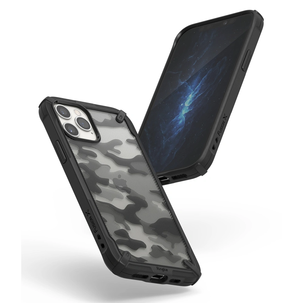 Hurtownia GSM - Etui Ringke Fusion-X Design Apple iPhone 12/12 Pro Camo (Moro) Černá - RGK1258BLK - {ean13} - Hurt