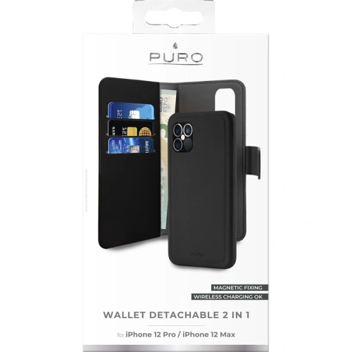 Etui PURO Wallet Detachable 2w1 Apple iPhone 12/12 Pro (czarny)