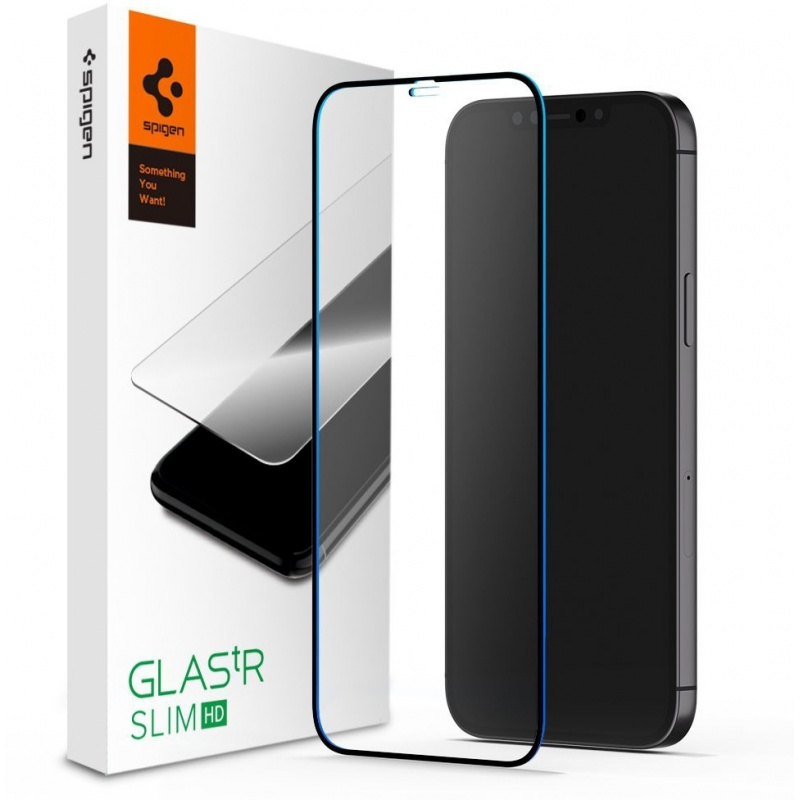 Spigen Distributor - 8809710754935 - SPN1333BLK - Spigen GLAS.tR Slim Apple iPhone 12/12 Pro Black - B2B homescreen