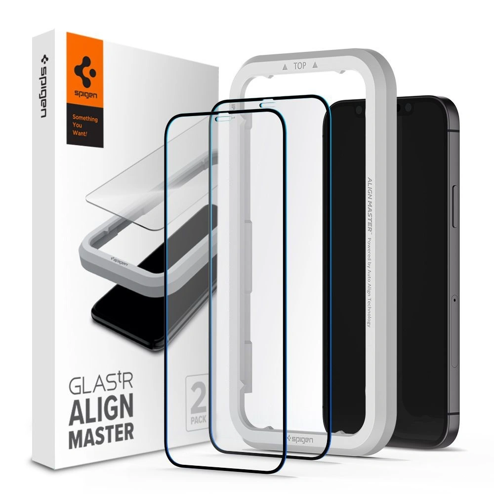 Hurtownia GSM - Szkło hartowane Spigen GLAS.tR AlignMaster Apple iPhone 12 Pro Max Black [2 PACK] - SPN1348BLK - {ean13} - Hurt