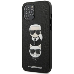 Etui Karl Lagerfeld KLHCP12LSAKICKCBK Apple iPhone 12 Pro Max schwarz/black hardcase Saffiano Ikonik Karl&Choupette Head