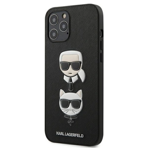 Etui Karl Lagerfeld KLHCP12LSAKICKCBK Apple iPhone 12 Pro Max czarny/black hardcase Saffiano Ikonik Karl&Choupette Head