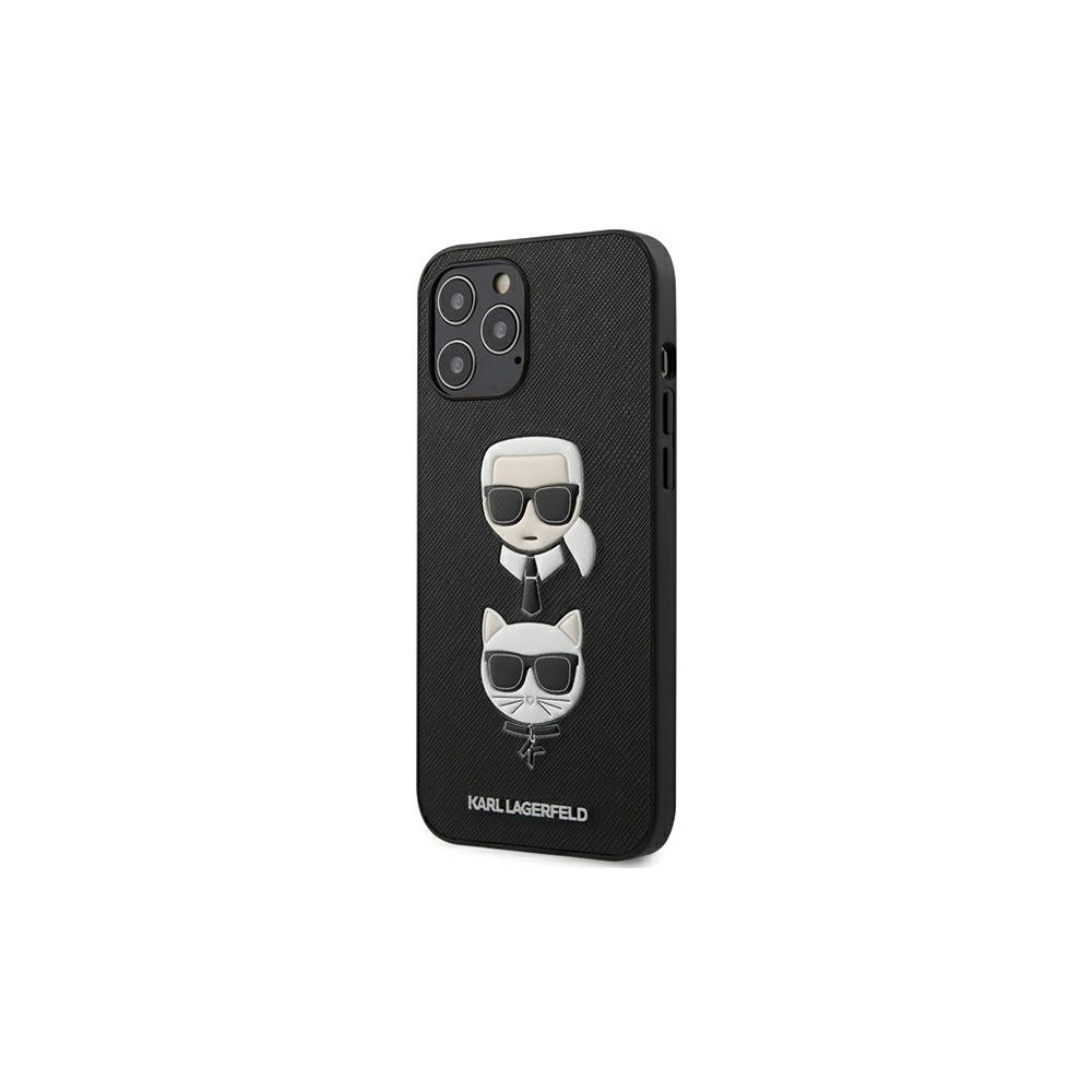 Wholesale Karl Lagerfeld KLHCP12LSAKICKCBK Apple iPhone 12 Pro Max black hardcase Saffiano Ikonik Karl&Choupette Head - KLD359BLK - {ean13} - Hurt