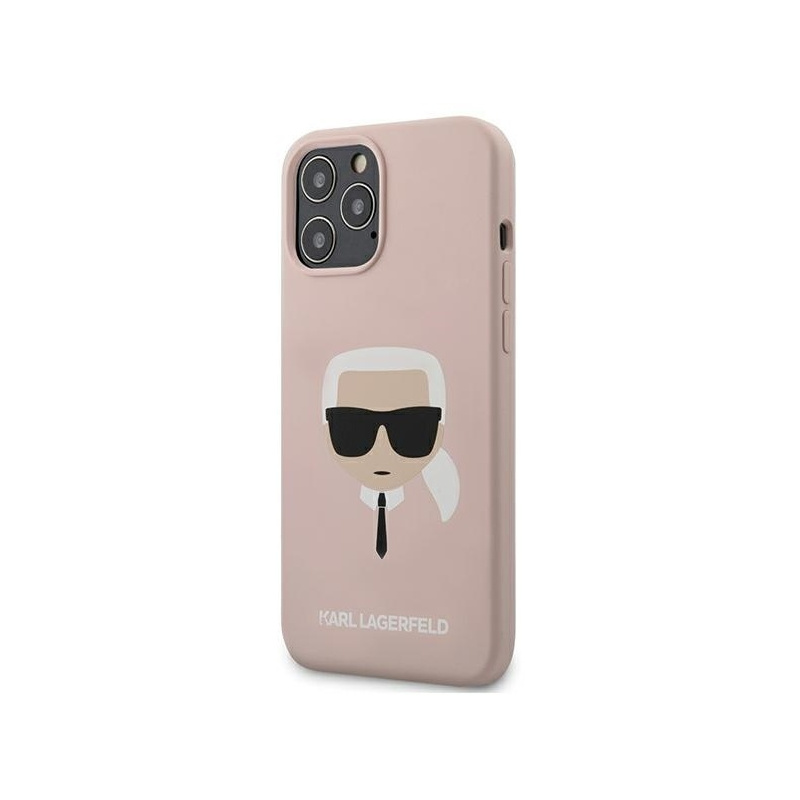 Karl Lagerfeld Distributor - 3700740482766 - KLD362PNK - Karl Lagerfeld KLHCP12LSLKHLP Apple iPhone 12 Pro Max light pink hardcase Silicone Karl`s Head - B2B homescreen