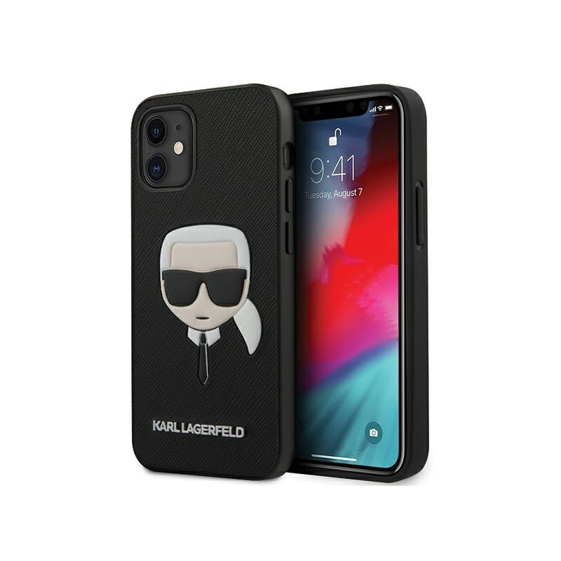 Karl Lagerfeld Distributor - 3700740482339 - KLD365BLK - Karl Lagerfeld KLHCP12MSAKHBK Apple iPhone 12/12 Pro black hardcase Saffiano Ikonik Karl`s Head - B2B homescreen