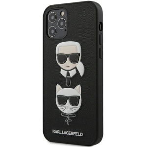 Etui Karl Lagerfeld KLHCP12MSAKICKCBK Apple iPhone 12/12 Pro czarny/black hardcase Saffiano Ikonik Karl&Choupette Head