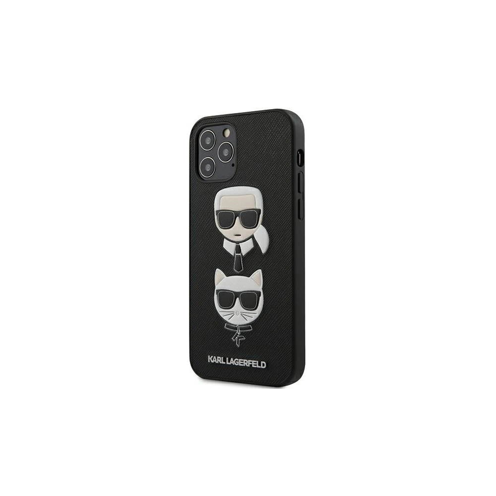 Wholesale Karl Lagerfeld KLHCP12MSAKICKCBK Apple iPhone 12/12 Pro black hardcase Saffiano Ikonik Karl&Choupette Head - KLD366BLK - {ean13} - Hurt