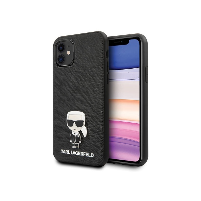 Karl Lagerfeld Distributor - 3700740482261 - KLD370BLK - Karl Lagerfeld KLHCP12SIKMSBK Apple iPhone 12 mini black hardcase Saffiano Ikonik Metal - B2B homescreen