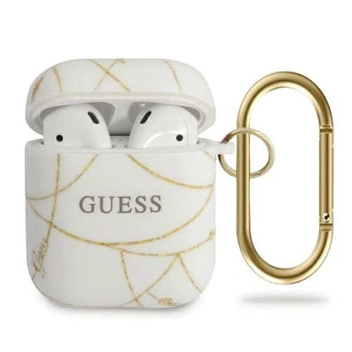 Guess GUACAPTPUCHWH Apple AirPods Pro cover biały/white Gold Chain Collection