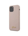 Guess GUHCP12LLSLMGLP Apple iPhone 12 Pro Max light pink hardcase Silicone Script Gold Logo